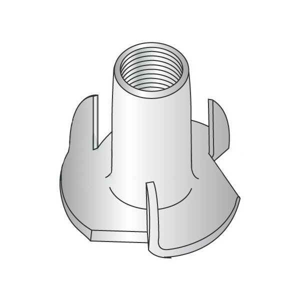 Newport Fasteners T-Nut, 3 Prongs, #8-32, 18-8 Stainless Steel, 1/4 in Barrel Ht, 1000 PK 418853 - main